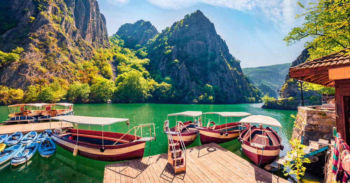 Boats harbored at Matka Canyon