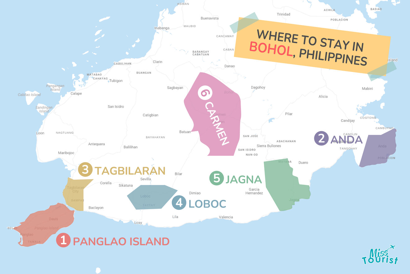 Where to stay in Bohol MAP