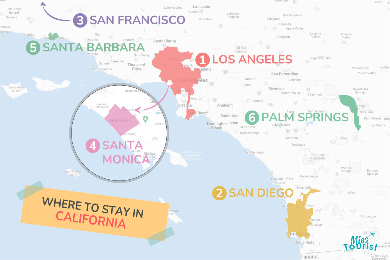 Where to stay in California MAP