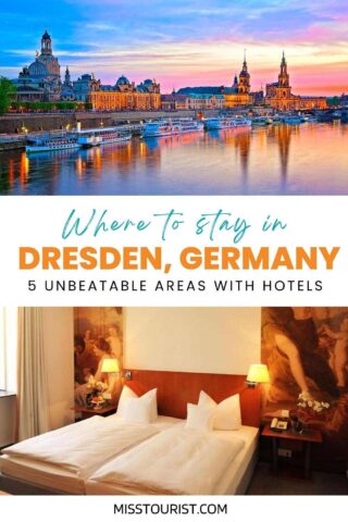 collage with view of Dresden and hotel bedroom