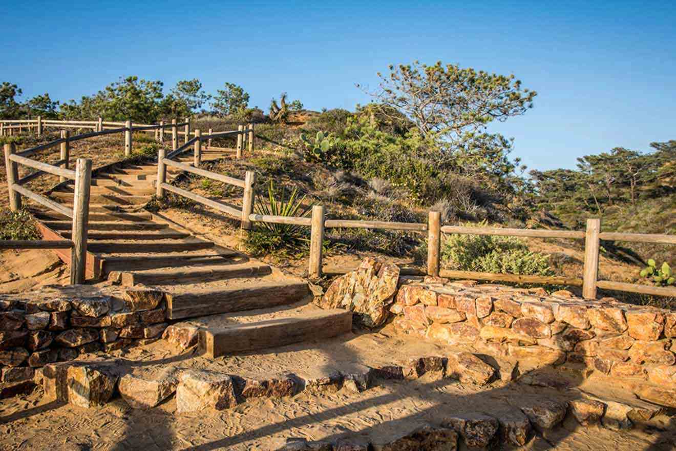 a set of stone steps leading up to the top of a hill