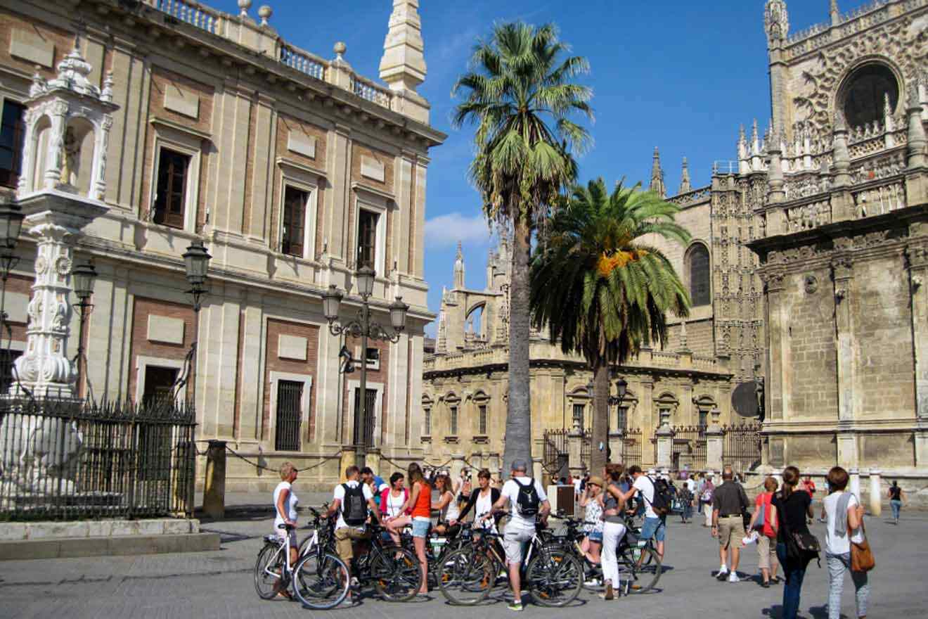 a group of people on bicycles in a city