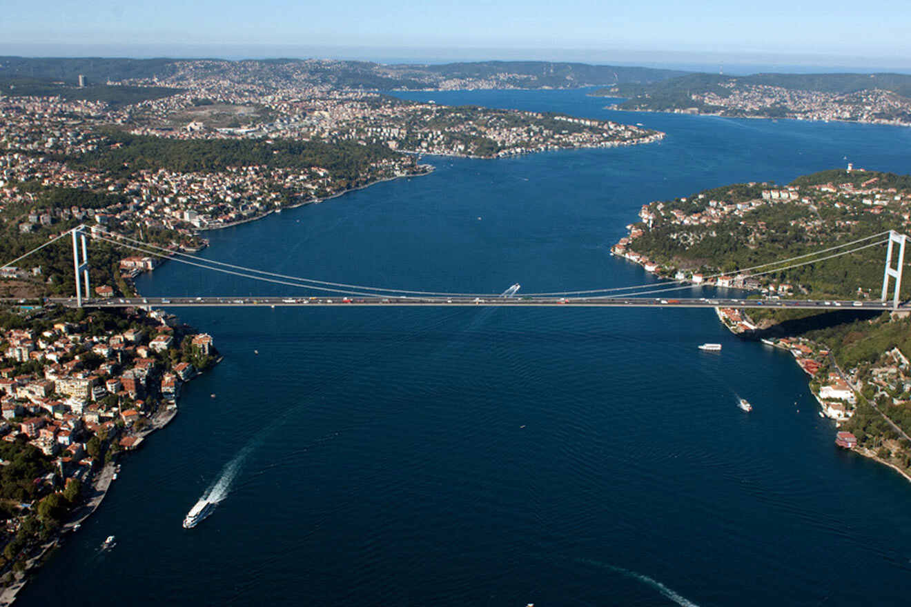 an aerial view of a bridge