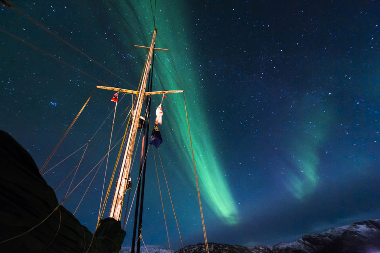 aurora borealis viewed from a boat