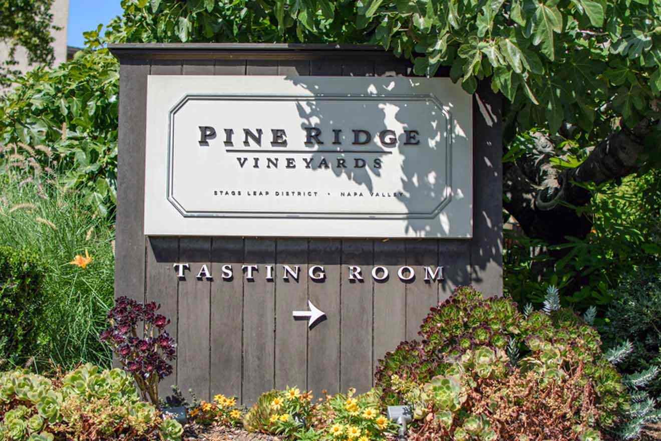 a sign for pine ridge winery and tasting room