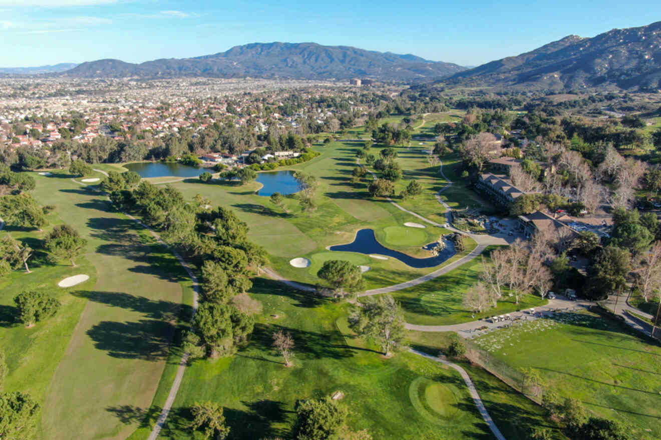 aerial view over a golf course