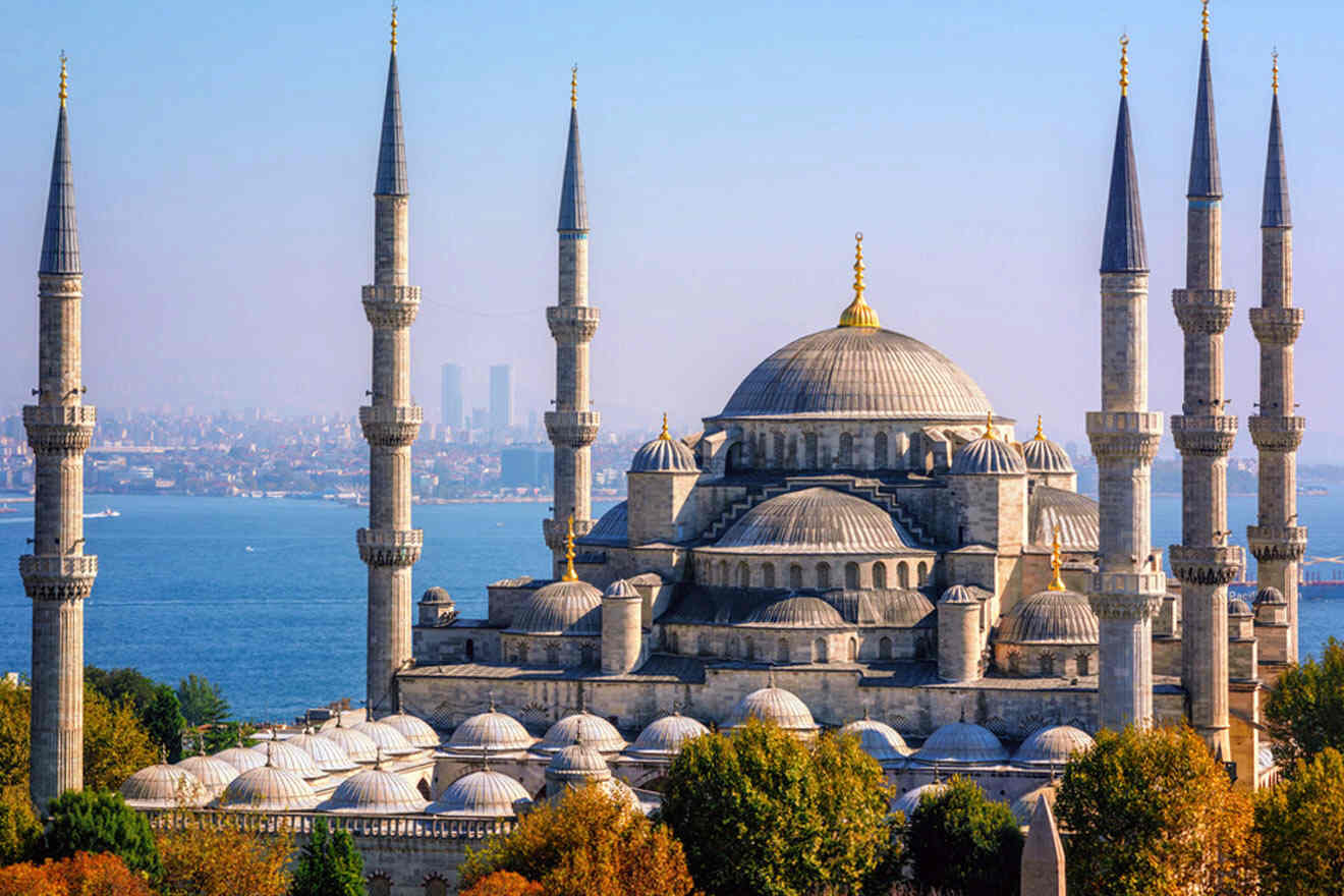 view of the blue mosque and water in the background