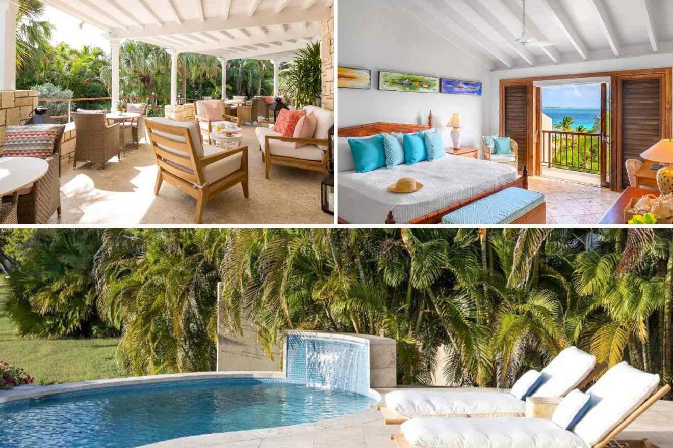 collage with swimming pool, bedroom and lounge