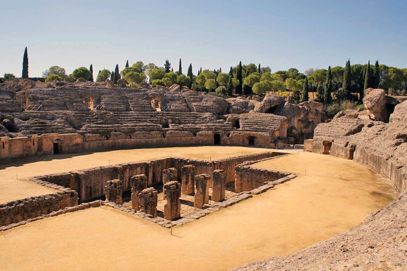 a large stone structure with columns