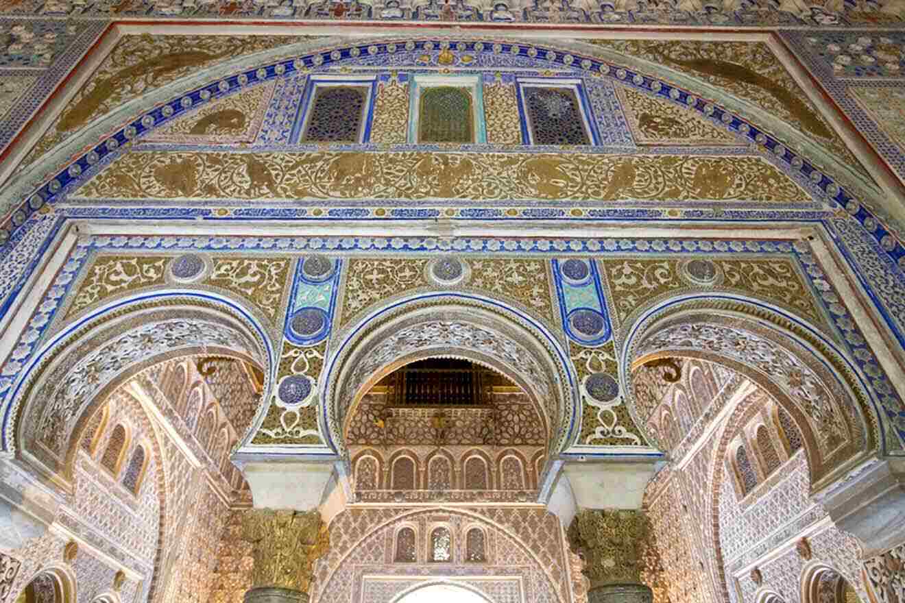 a large ornate ceiling with many arches