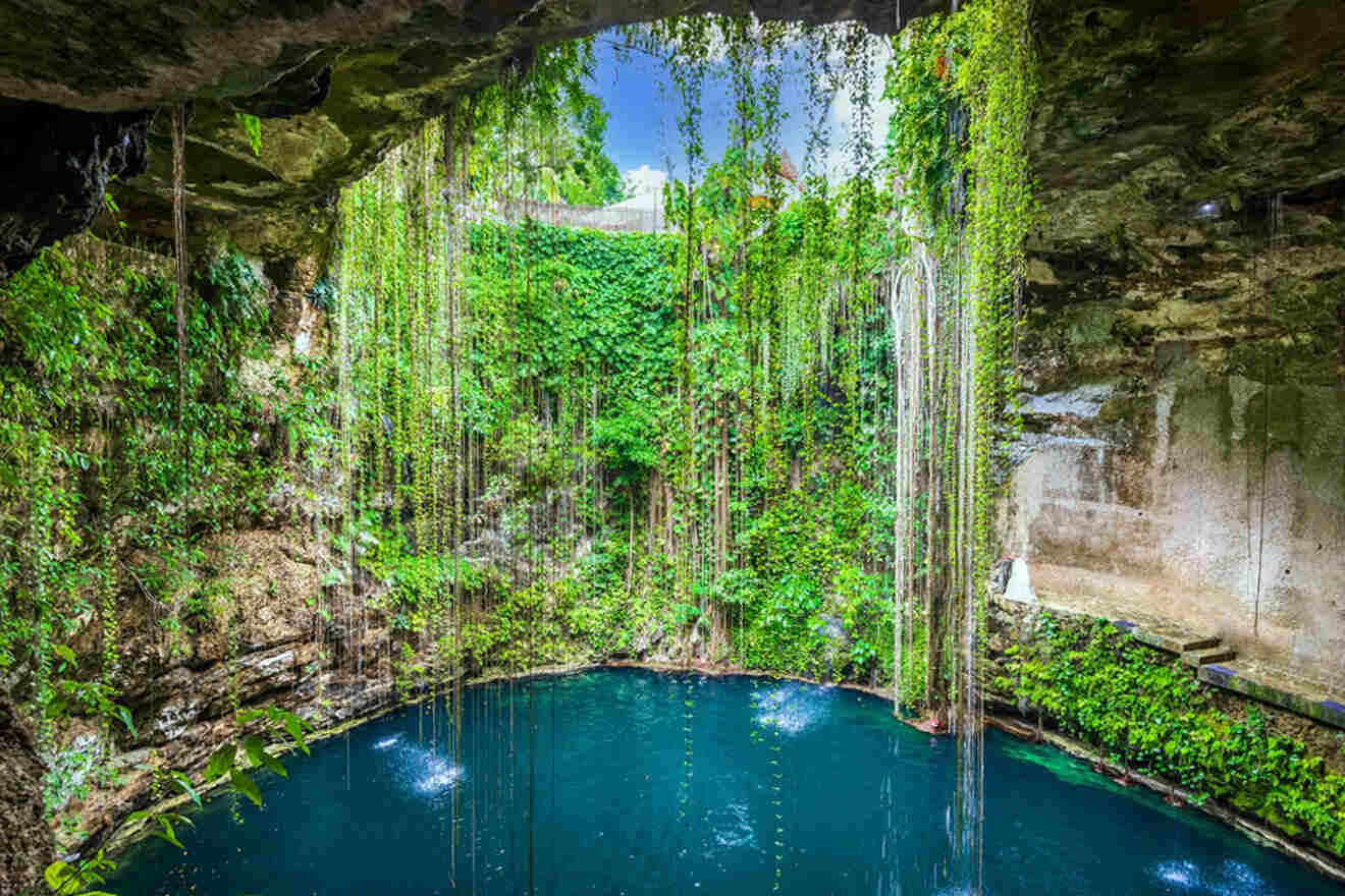 a pool in the middle of a cave filled with water