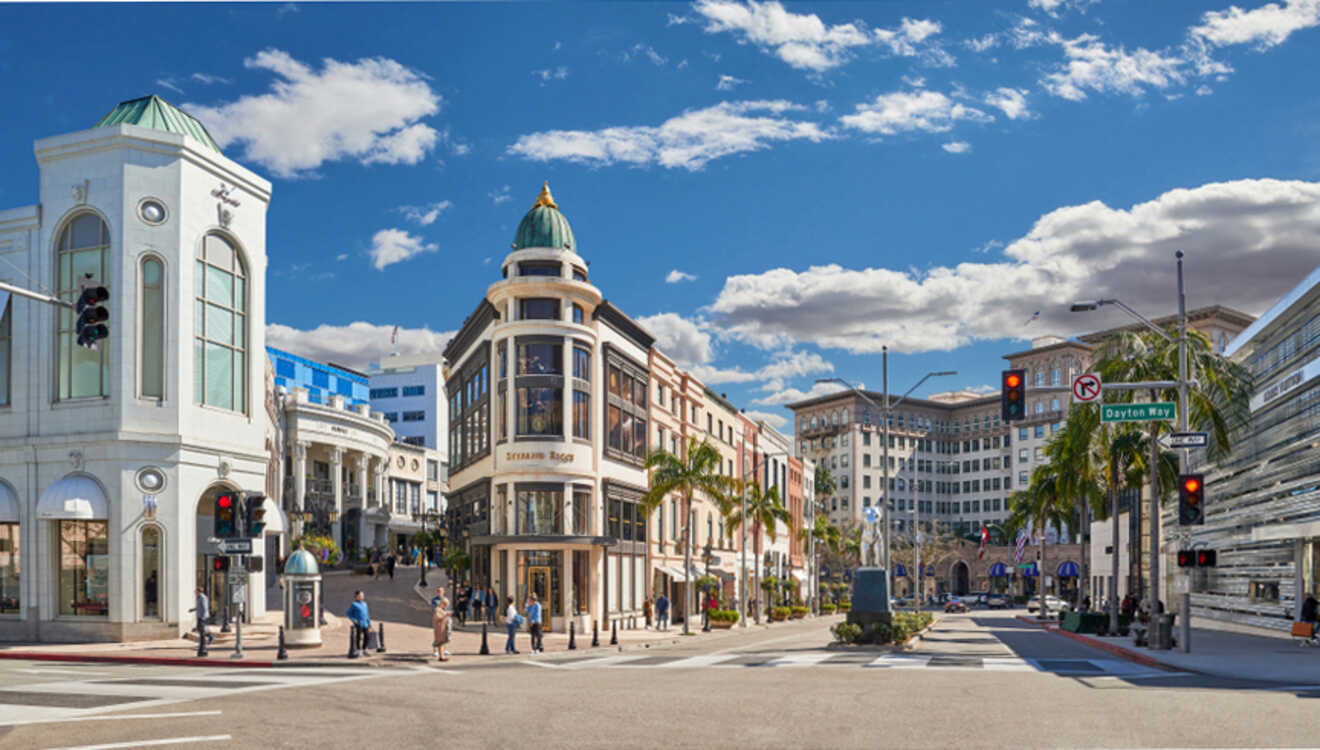 a street with buildings and people