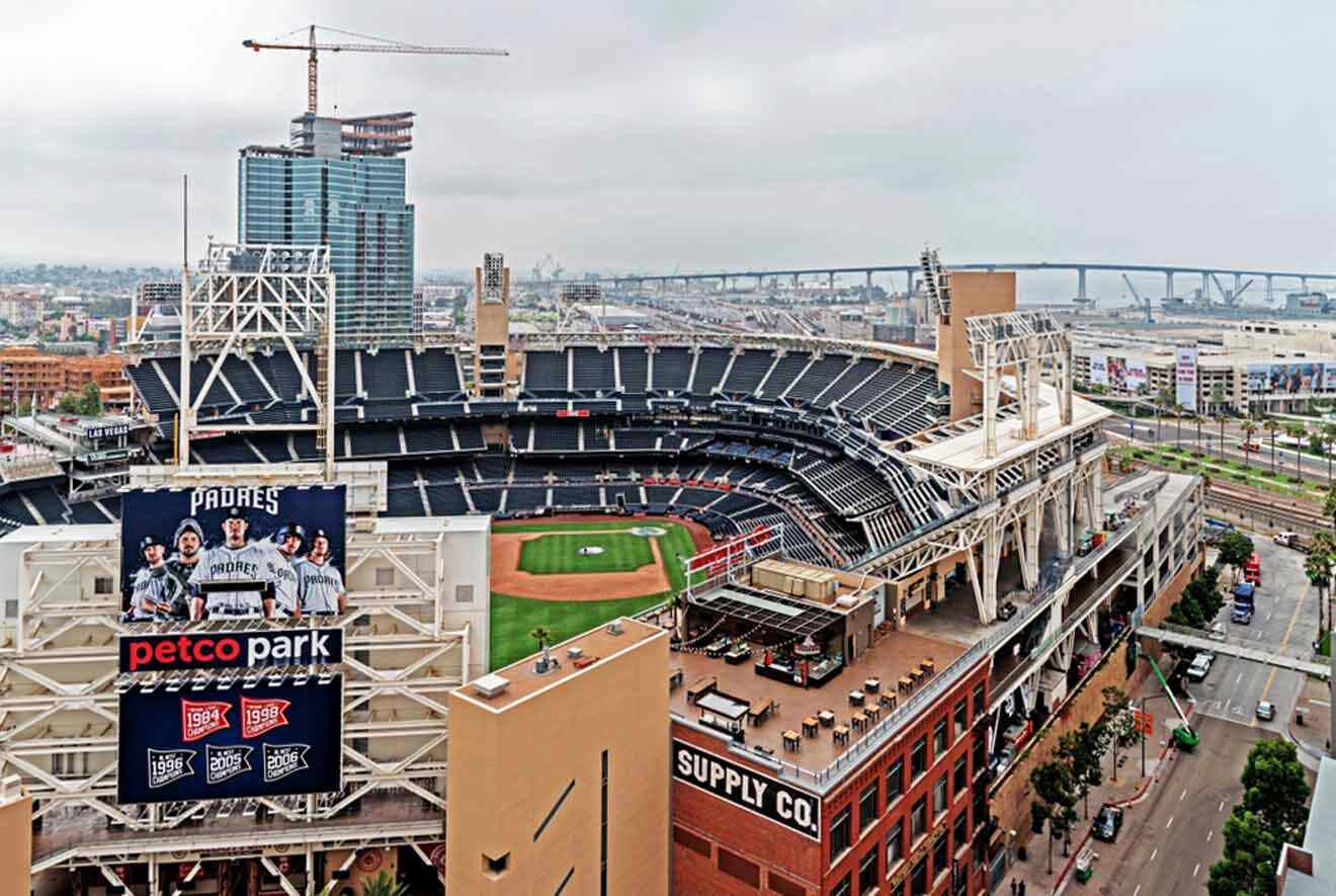 aerial view over the petco park stadium