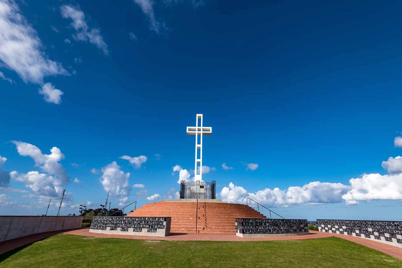 mount soledad veterans memorial on a sunny day with blue sky