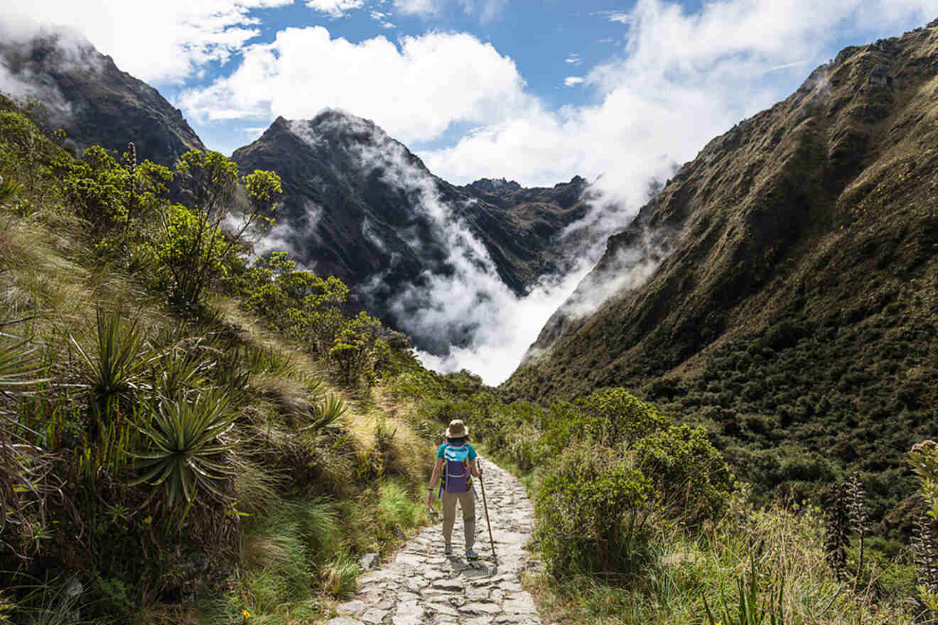 A person hiking in the mountains