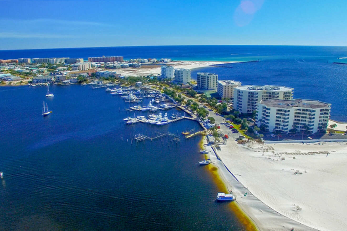 Aerial view of resorts at the beach