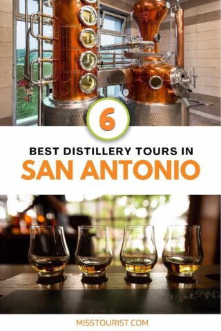 collage of 2 images with: a bunch of glasses sitting on top of a table and distillery