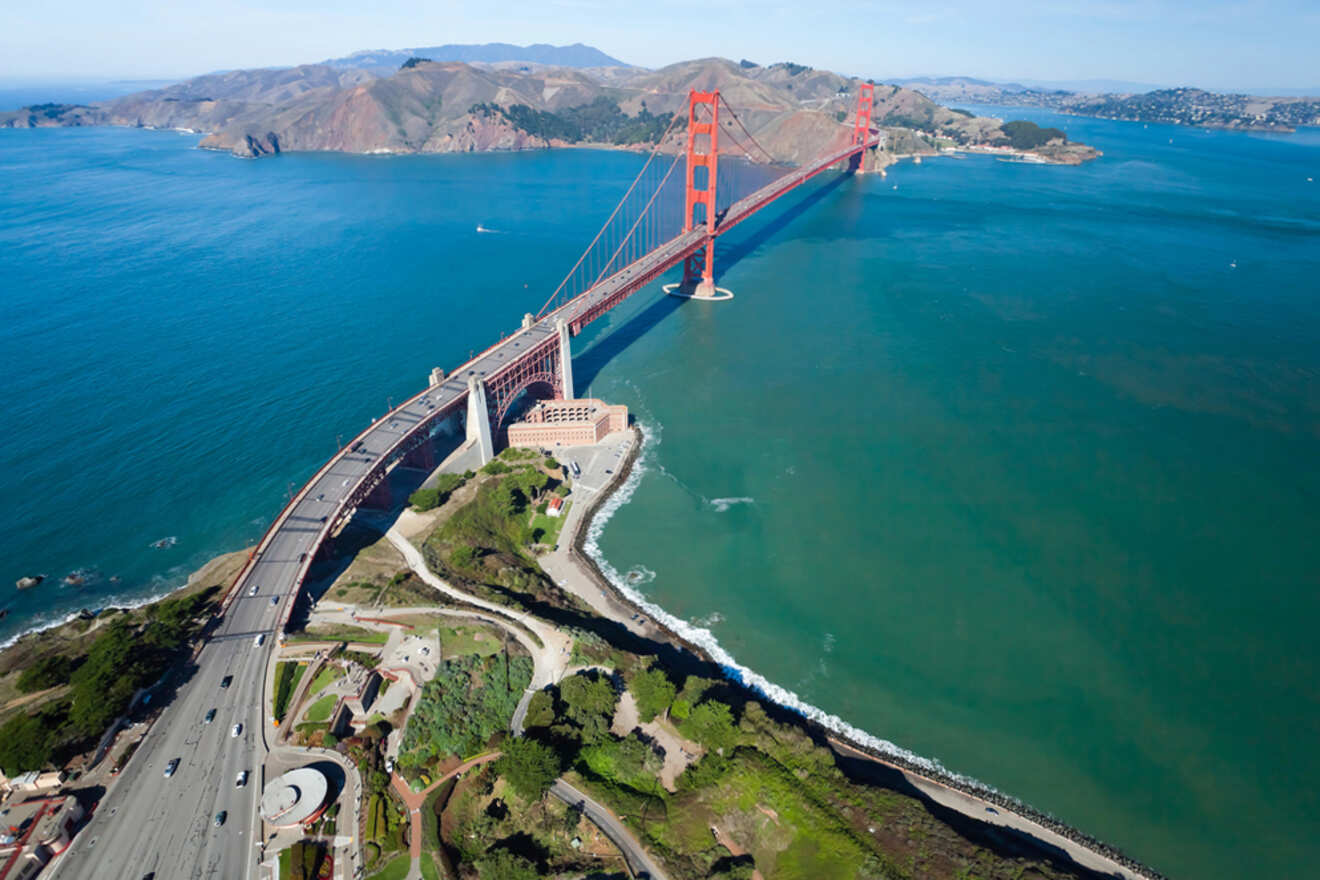 Aerial view of Golden Gate Bridge