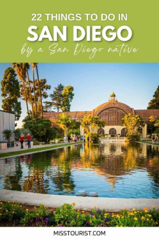 Botanical Building with a lake in front of it and people walking around it