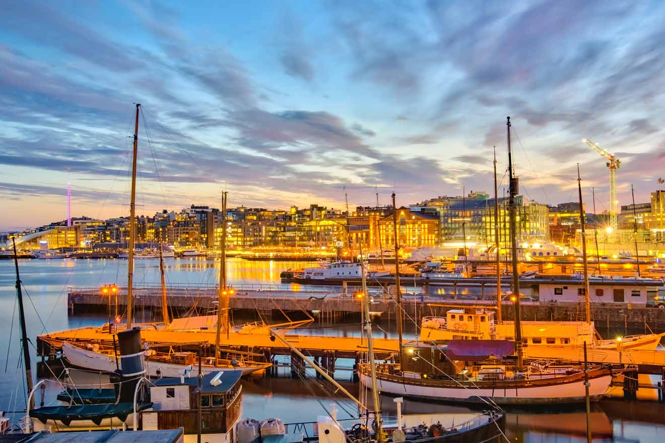 harbour at night with a lot of boats