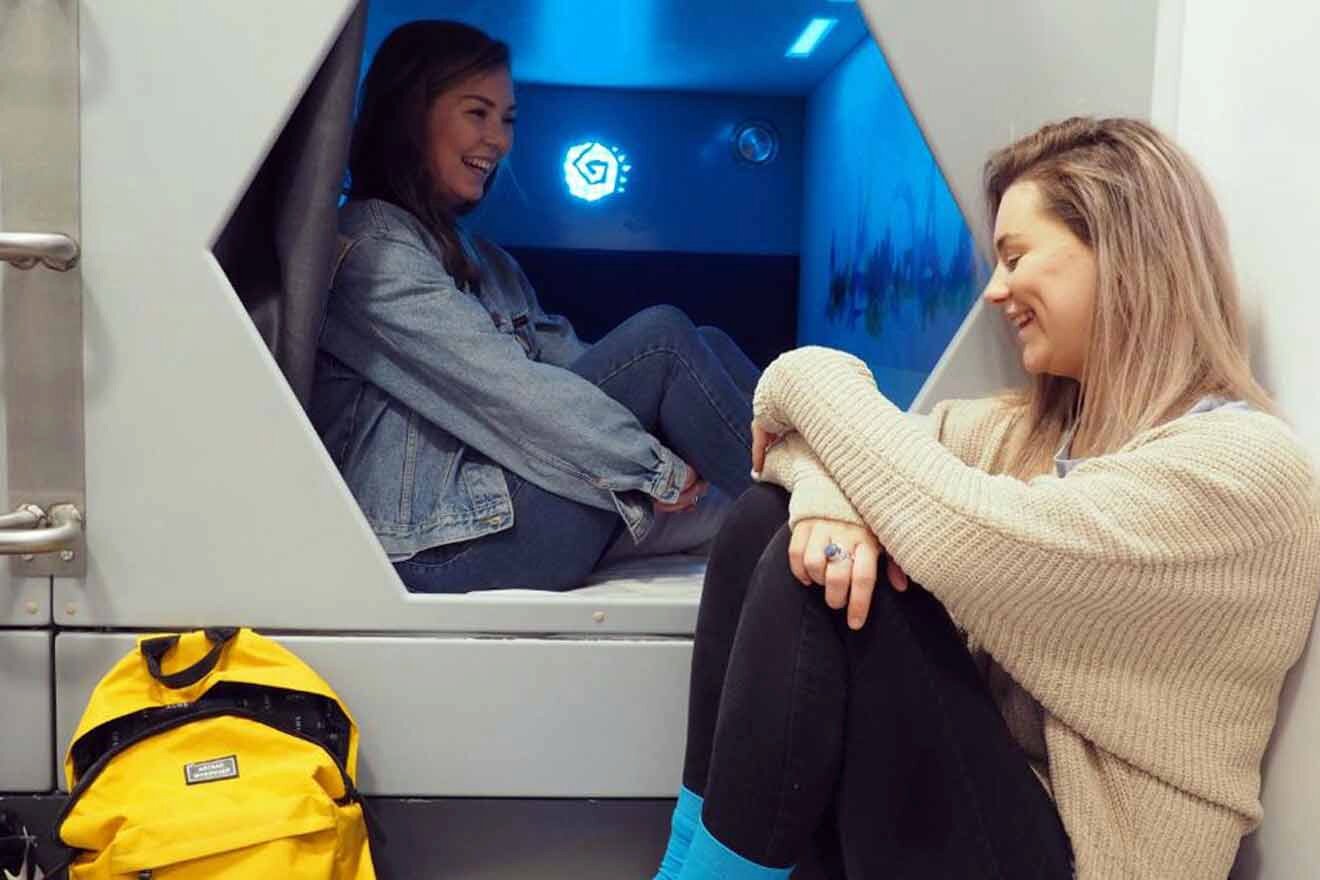 a couple of women sitting next to each other