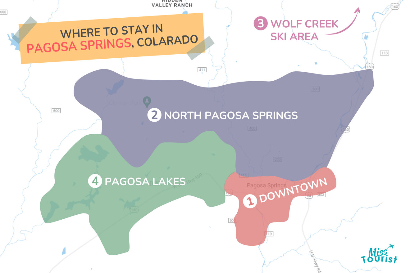 map of Pagosa Springs with all the regions