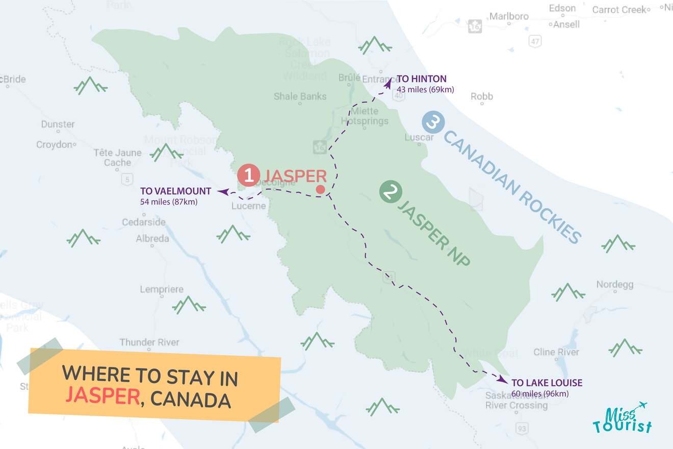 Where to Stay in Jasper MAP