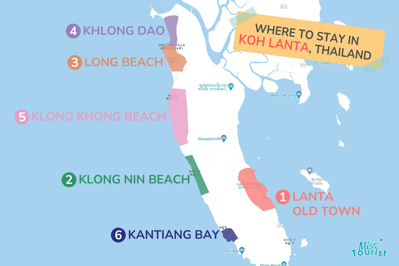 where to stay in Koh Lanta map
