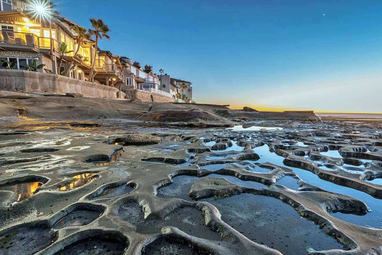 tide pools next to buildings