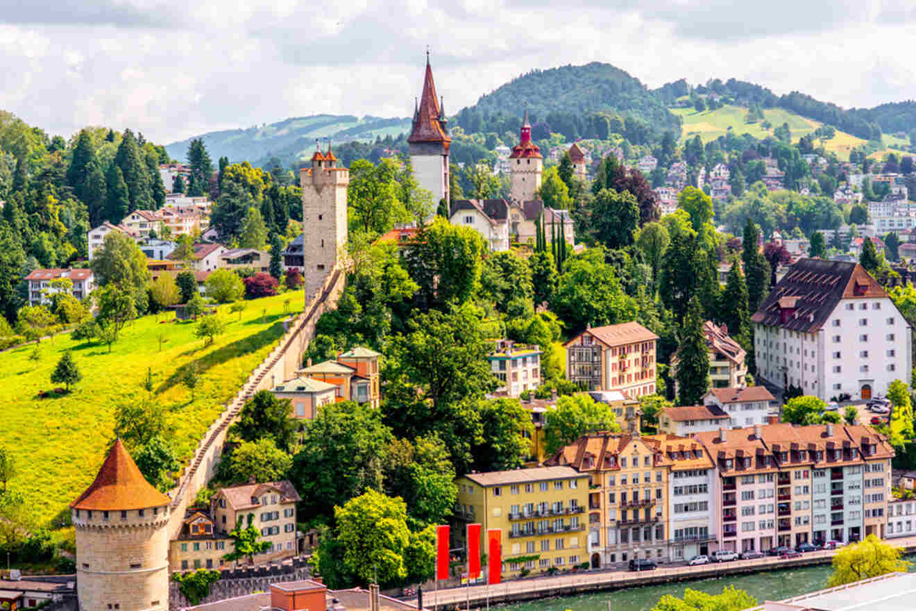 a city with many buildings and trees