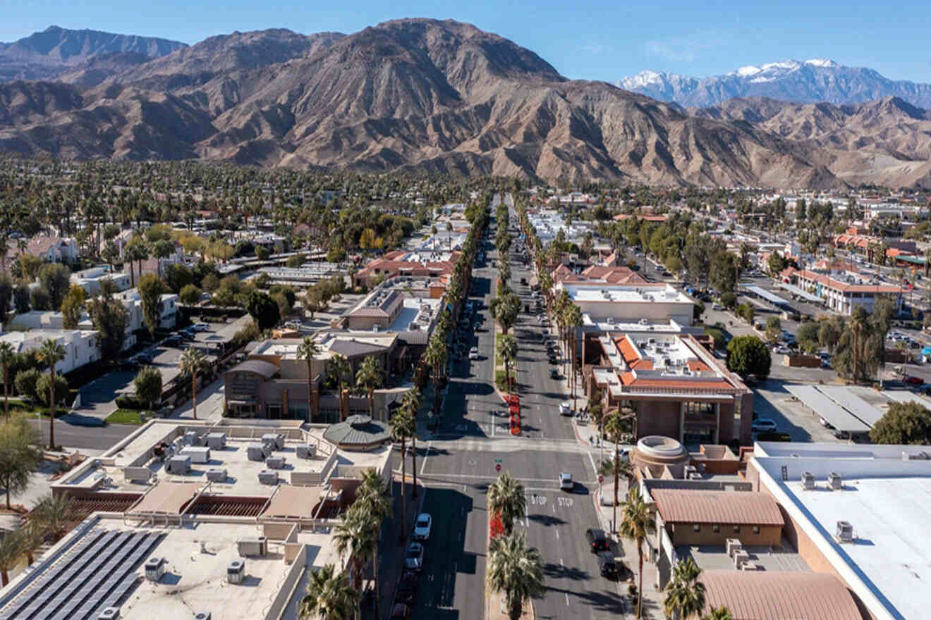 An aerial view of palm springs, california.