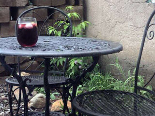 table and chairs in the garden