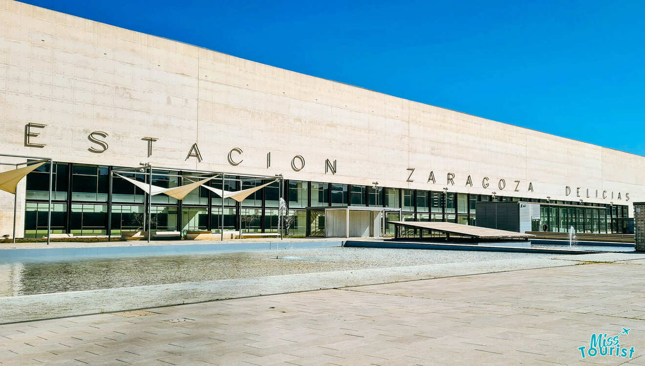 a building with a sign Estacion Zaragoza Delicias