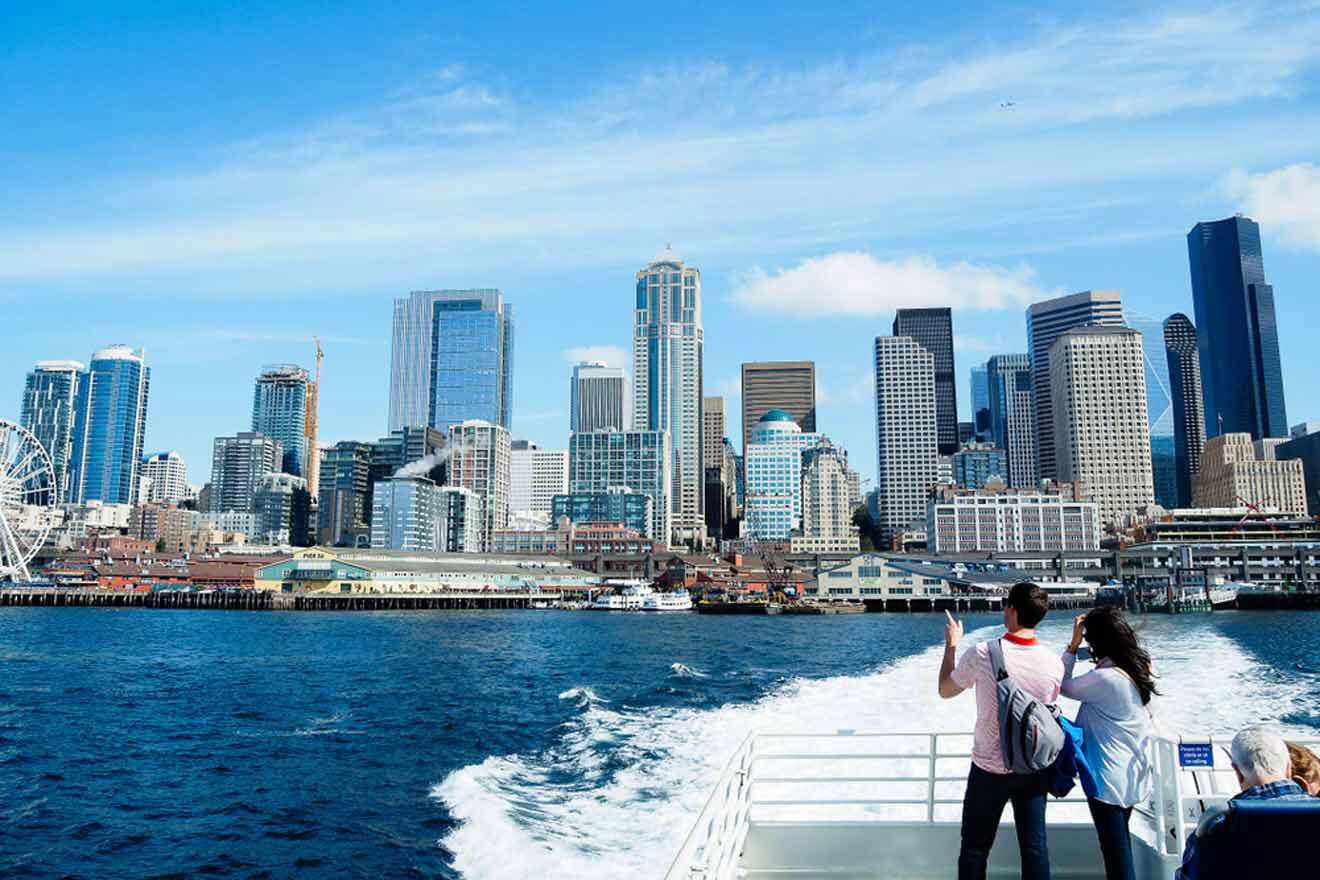 a couple of people that are standing on a boat