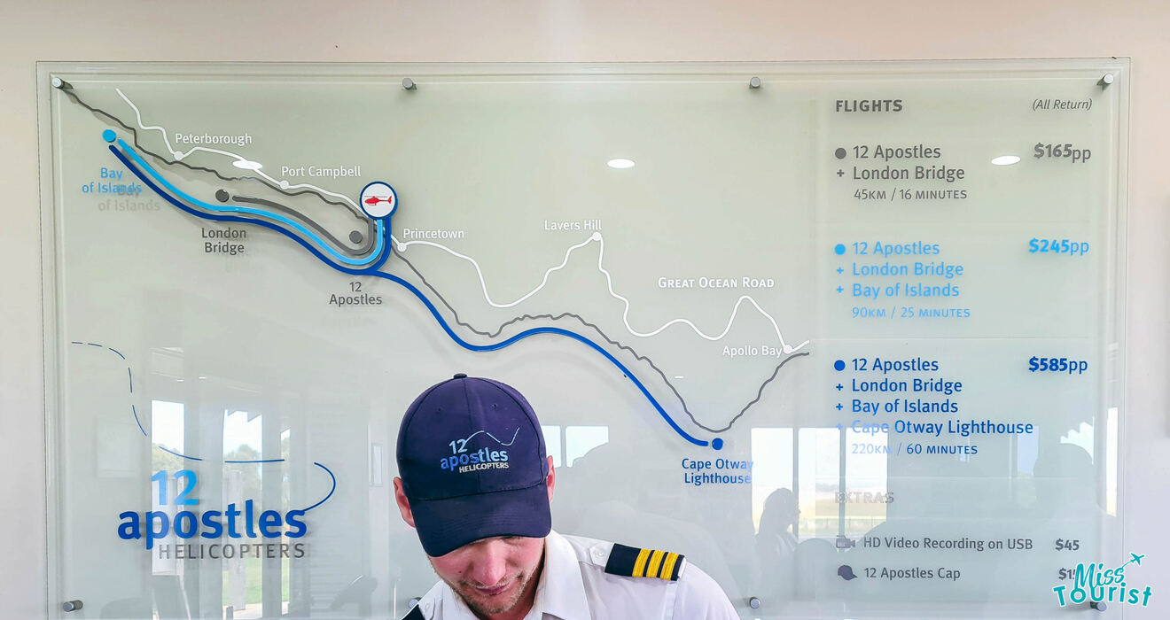 man near the 12 apostles helicopter map