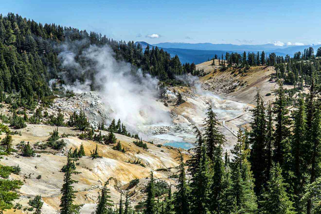 aerial view over the lassen volcanic national park