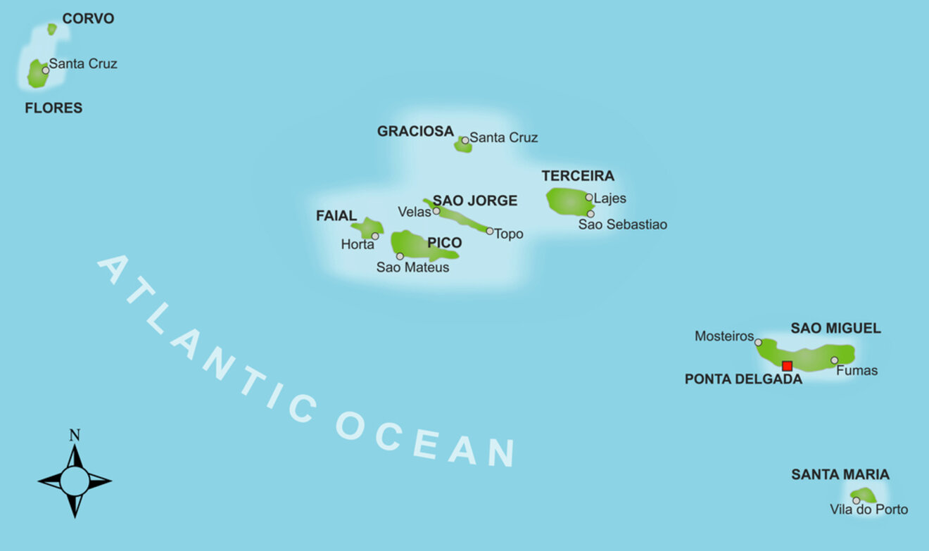 A map showing the location of the islands in the atlantic ocean.