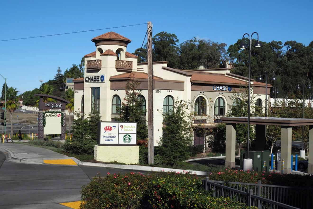 building housing a shopping center surrounded by trees