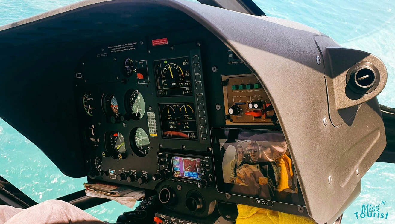 the cockpit of a helicopter