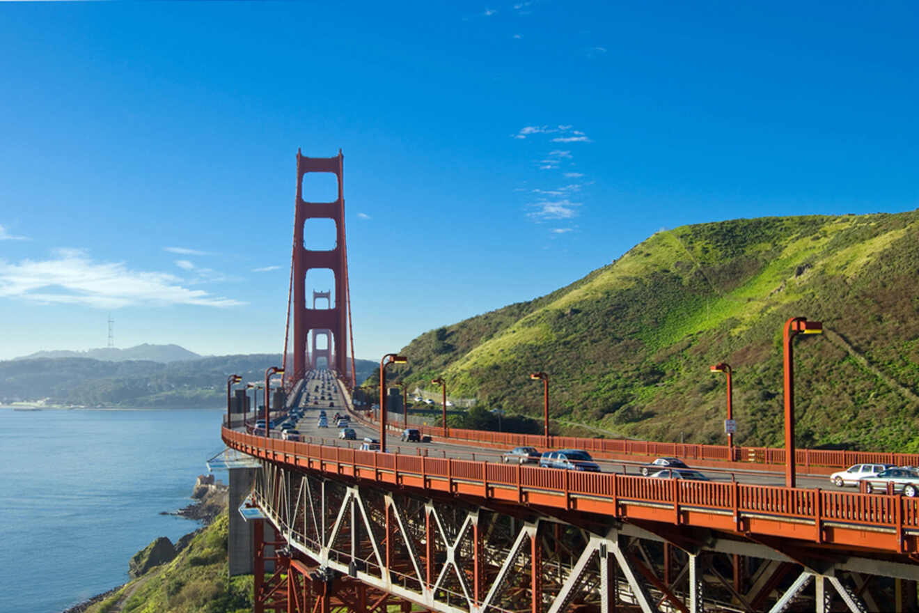 cars driving on the Golden Gate Bridge