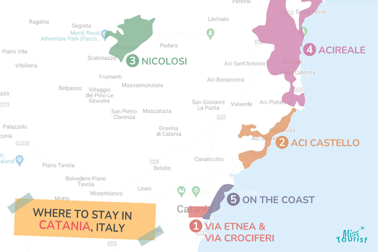 Where to stay in Catania MAP 1