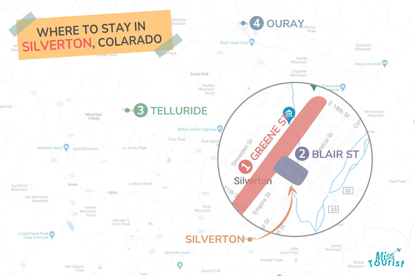 Where to stay in Silverton MAP new