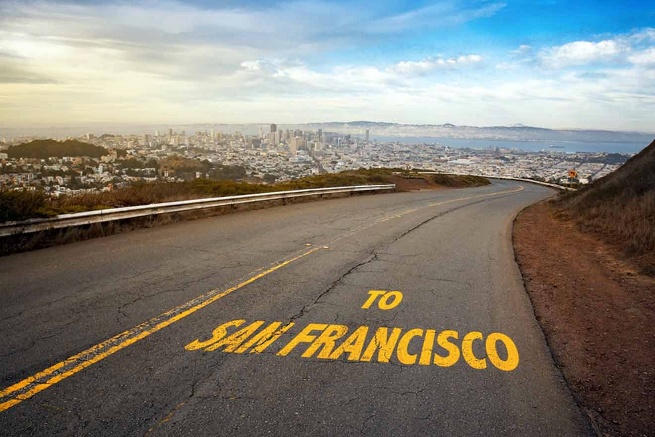 A road leading to san francisco with the words to san francisco written on it.