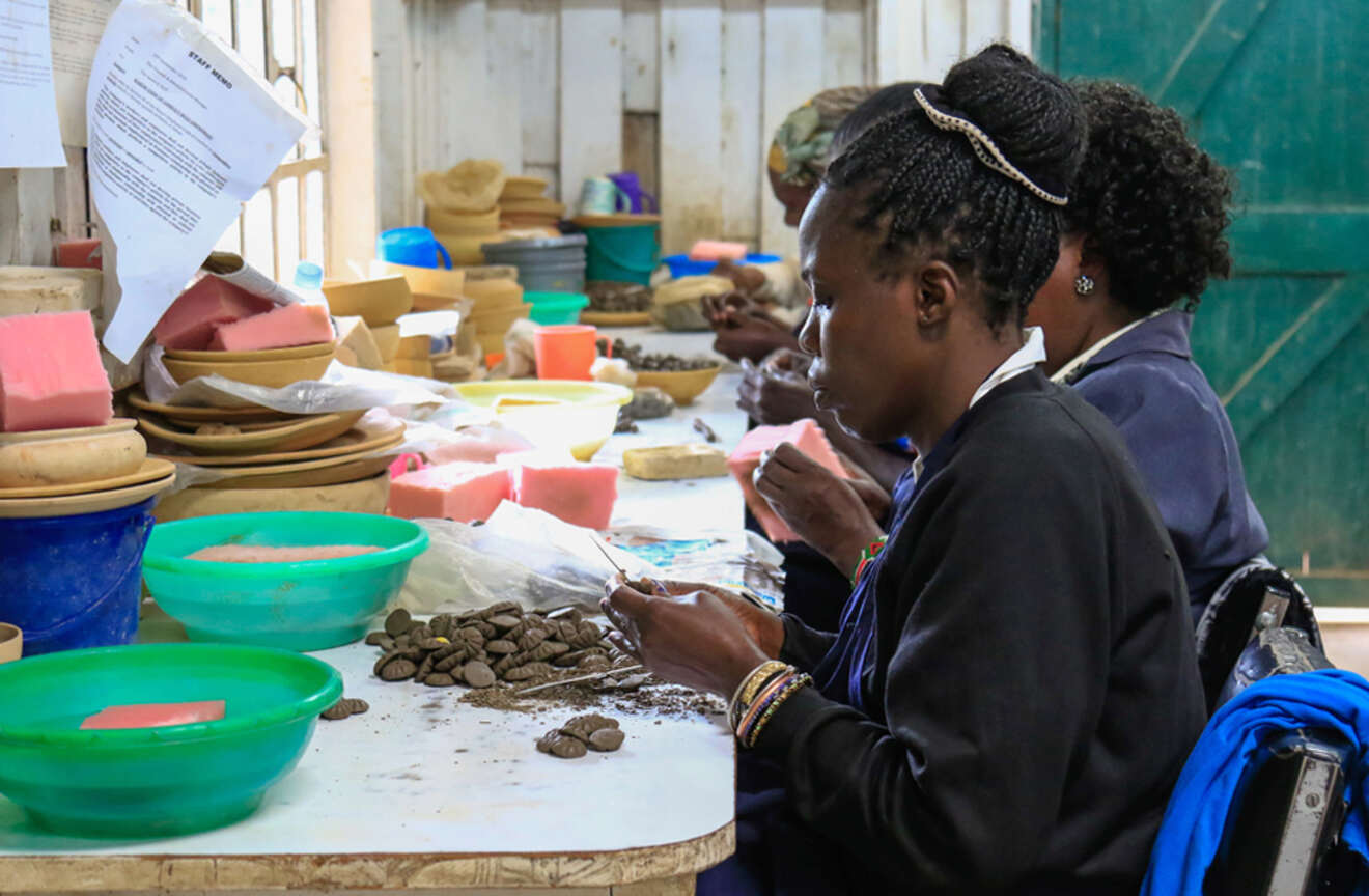 women making beads