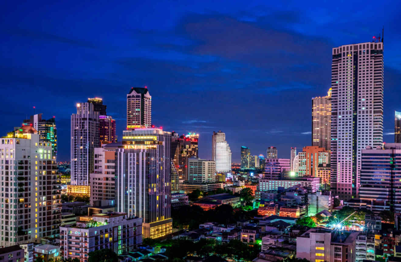 city skyline at night