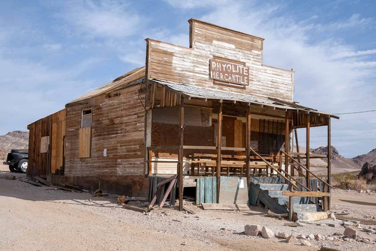 An old building in the middle of the desert.