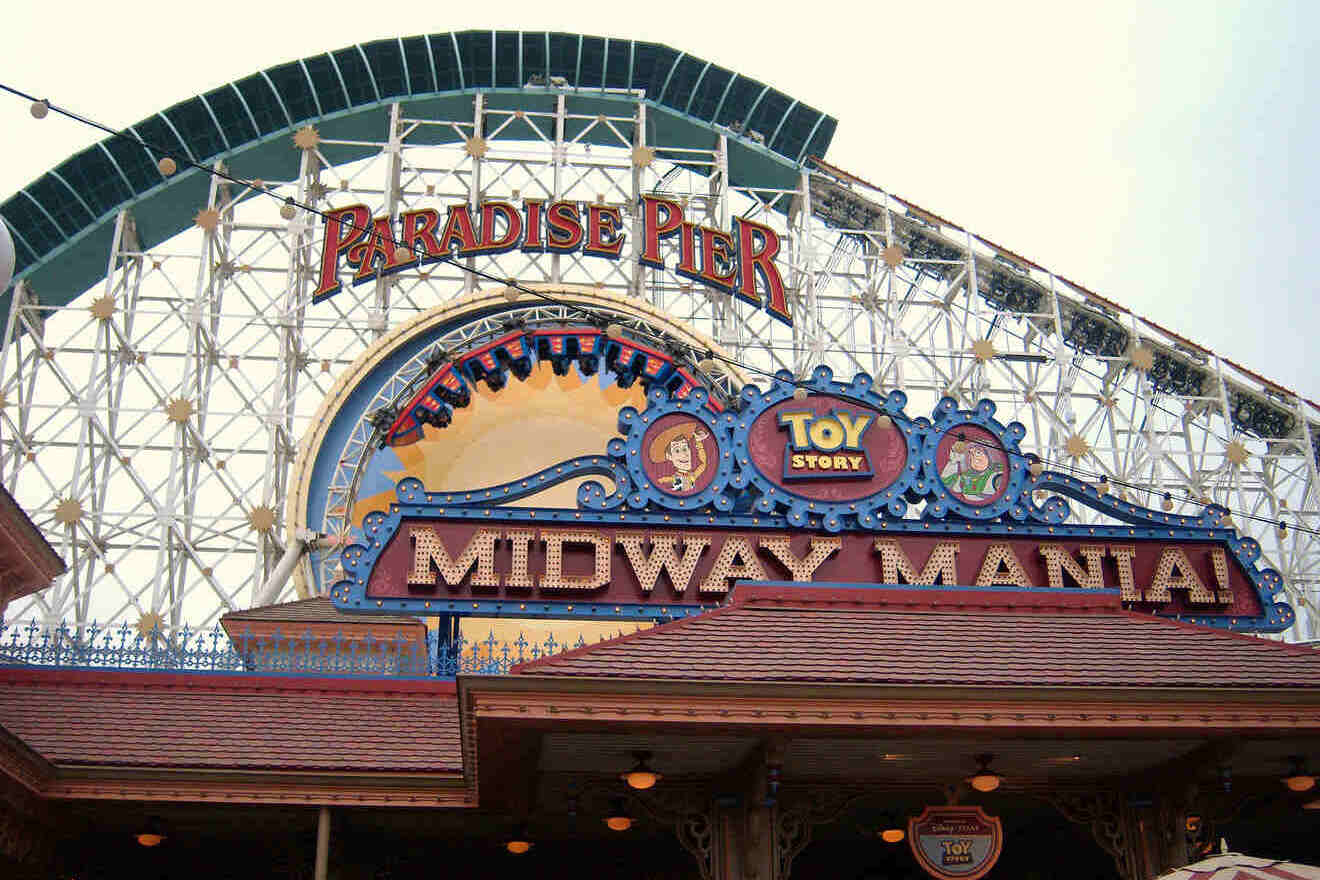 entrance to the toy story midway mania in Disneyland