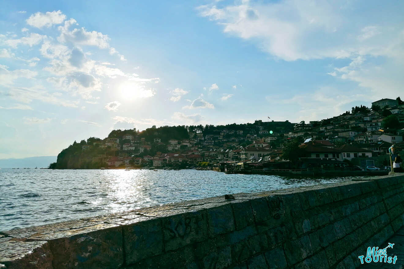view of old city from Ohrid lake's promenade