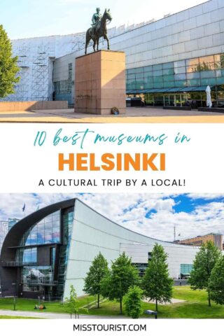 collage of 2 images with museums in helsinki