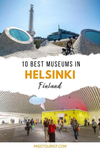 collage of 2 images with museums in helsinki